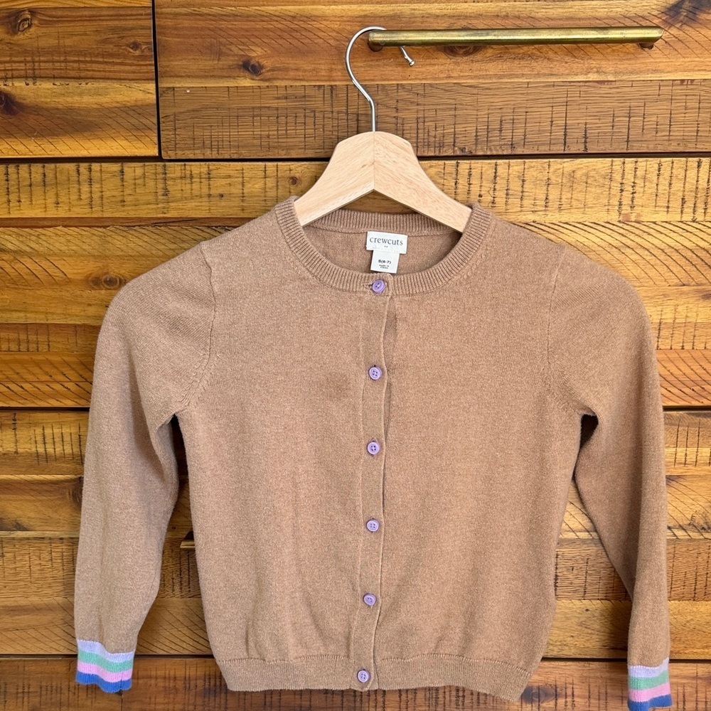Crewcuts Girls Brown Cardigan with Purple Accents